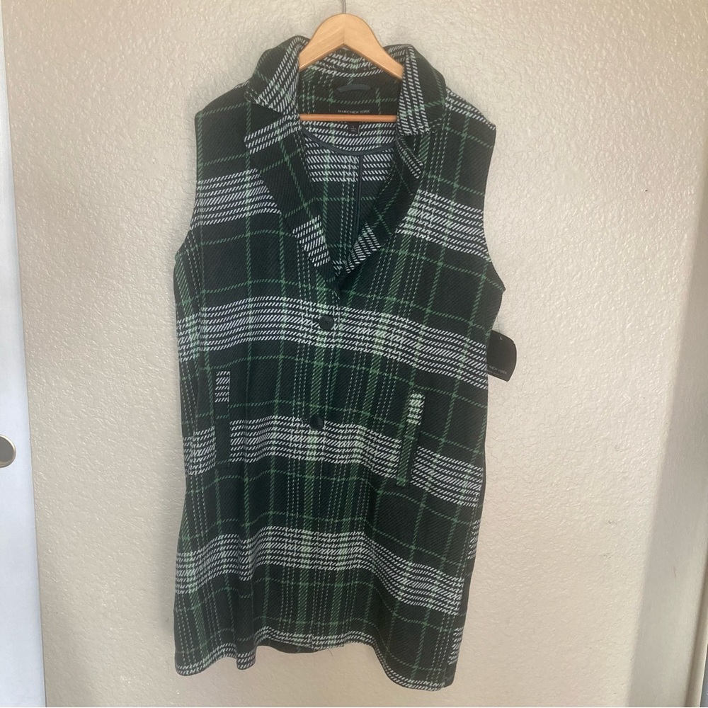 NWT New MarcNew York sleeveless blazer vest green striped large Msrp: $119